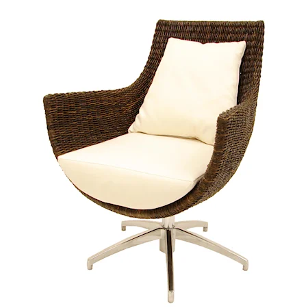 Modern High Back Rattan Swivel Chair